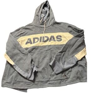 Adidas Women's Blue Grey Hoodie Sweatshirt Pullover Logo Athletic XL